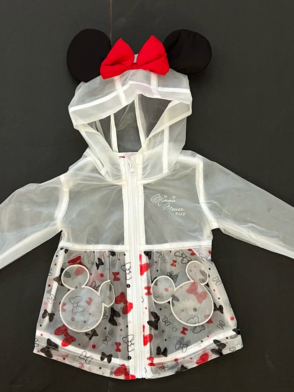 3T baby girls translucent Minnie Mouse hooded rain jacket NWOT never worn